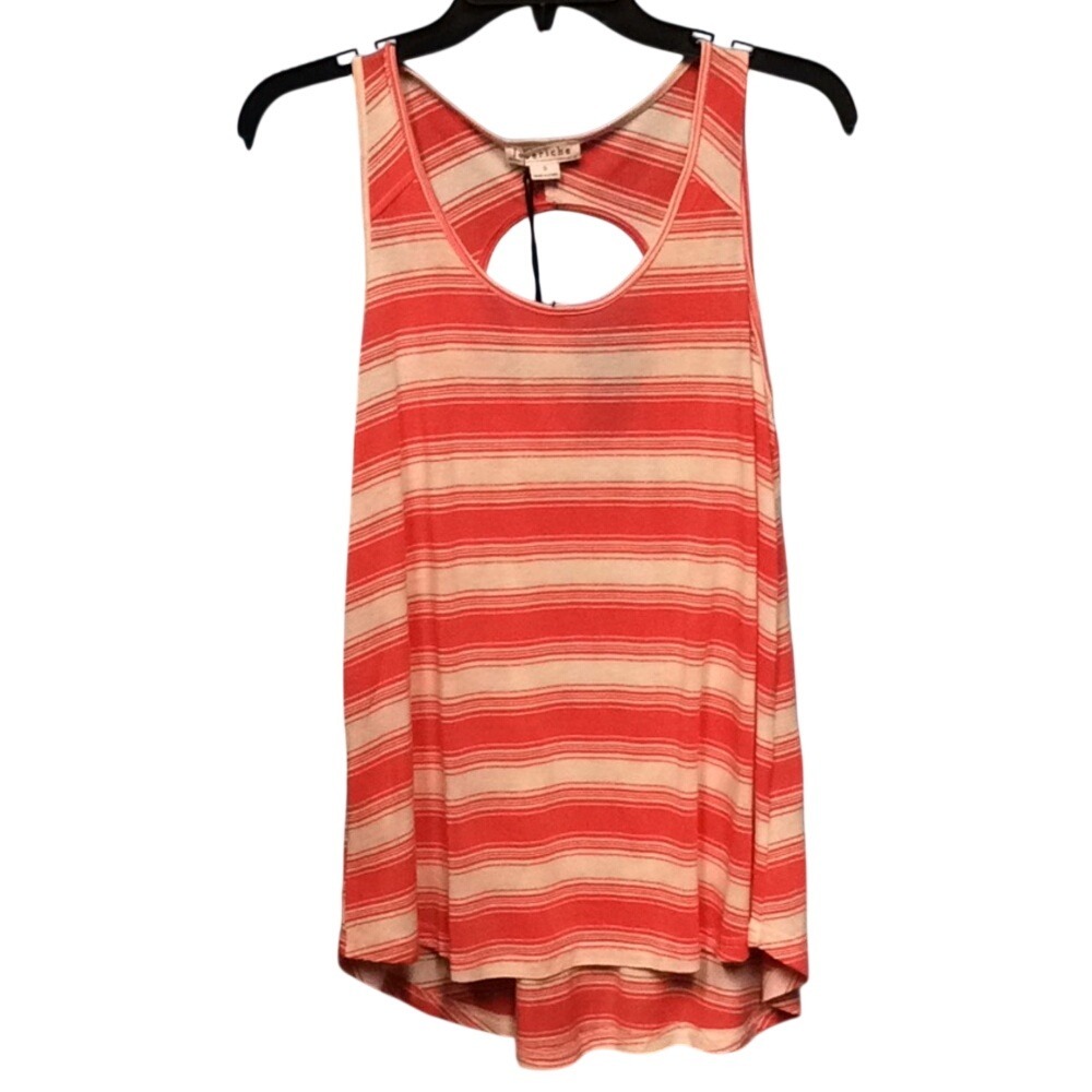 Loveriche Coral Cream Striped Cutout Tank Top Sleeveless Small LT22746